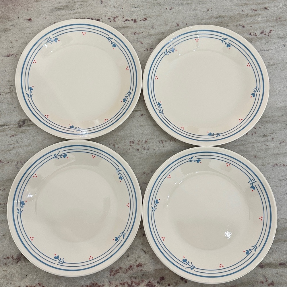 4 Vintage Corelle Country Violets 6.75" Bread Plates Cottagecore